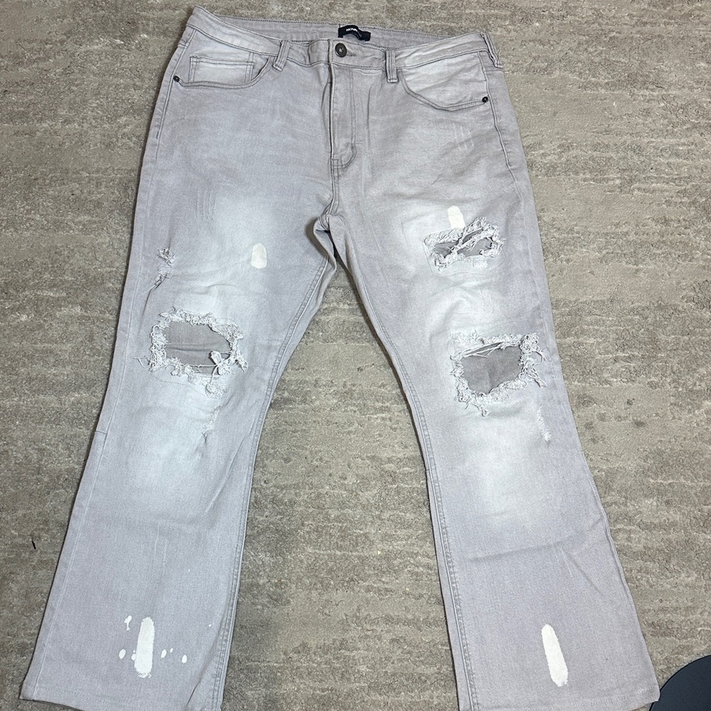Distressed Light Gray Jeans Men Fashion Nova